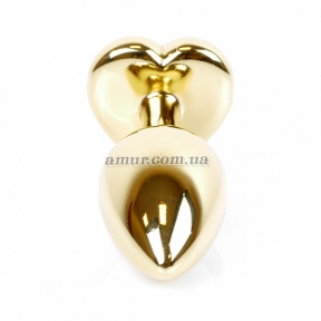 Анальная пробка «Jewellery Gold Heart» с голубым кристалом в виде сердца 3