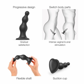 Фаллоимитатор Strap-On-Me Dildo Plug Beads, черный, M 2