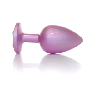 Анальна пробка Jewellery Pearl Pink Plug L, з прозорим каменем 2