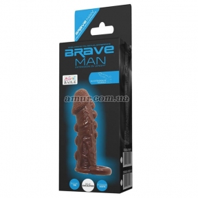 Удлиняющая насадка на пенис «Brave Man», коричневая 4