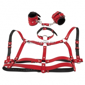 Красный комплект БДСМ-аксессуаров «Harness Set» 0