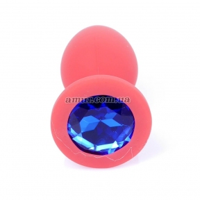 Анальная пробка «Jawellery Small» розовая, с синим камнем 1