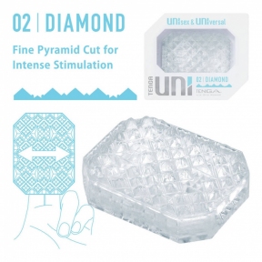 Унисекс-стимулятор Tenga Uni Diamond, белый, с зубчатым рельефом, лубрикант в комплекте 0