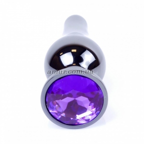 Анальная пробка «Jawellery Dark Silver», с фиолетовым камнем 0