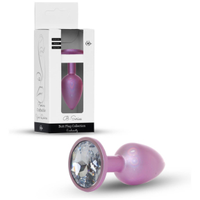 Анальна пробка Jewellery Pearl Pink Plug L, з прозорим каменем 5