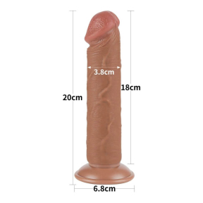 Фалоімітатор без мошонки Sliding Skin Dual Layer Dong, коричневий, 20 см 5