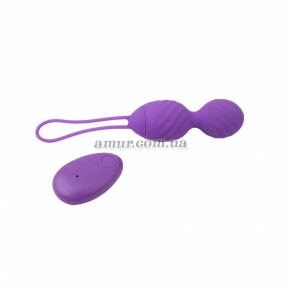 Вагінальні кульки «Ridged M-mello» фіолетові, з пультом ДУ 1