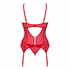 Комплект корсет и стринги Obsessive Ingridia corset & thong, красный 2
