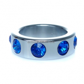 Эрекционное кольцо «Ring-Metal with Dark Blue Diamonds Small» 3