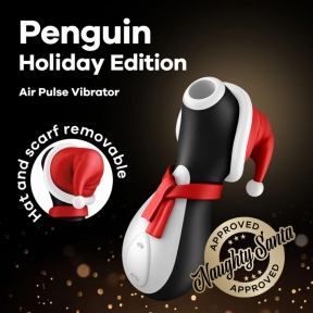Вакуумний кліторальний стимулятор Satisfyer Penguin Holiday Edition, в шапочці та шарфі 6