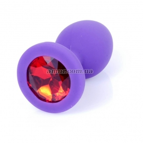 Анальная пробка «Jawellery Small» фиолетовая с красным камнем 0