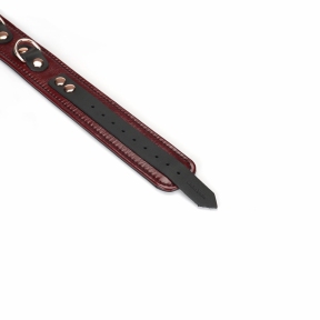 Кожаный ошейник с поводком Liebe Seele Wine Red Collar and Leash, 3 кольца для крепления 5