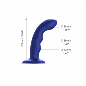 Насадка для страпона с двойной точечной пульсацией Strap-On-Me TAPPING DILDO WAVE – NIGHT BLUE, М 0