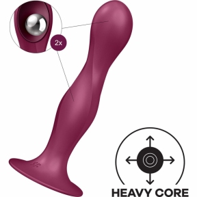 Дилдо Satisfyer Double Ball-R, красный, унисекс, подвижные шарики внутри, на присоске 0