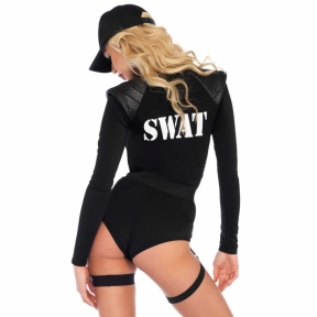 Комбінезон з екошкіри Leg Avenue Wetlook Catsuit, чорний, блискавка спереду, з мокрим ефектом 0