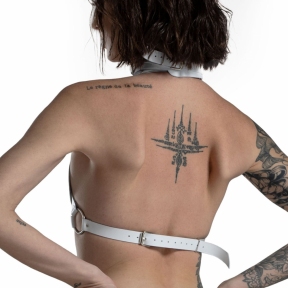 Ліф Серце з натуральної шкіри Feral Feelings - Hearts Bra, білий 0