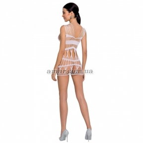 Бодистокинг-платье Passion BS089 белое, мини, плетение в виде паутины 1