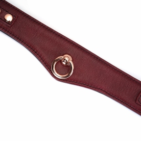 Шкіряний нашийник з повідцем Liebe Seele Wine Red Curved Collar, замок-серце 7