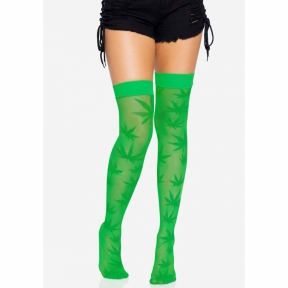 Чулки с рисунком Leg Avenue 420 Net thigh highs, зеленые 3