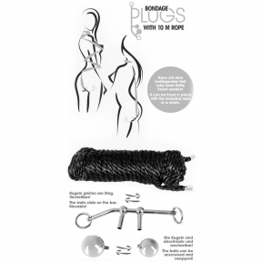 Набір для бондажу з металевими пробками та 10-м мотузкою «Bondage Plugs» 5