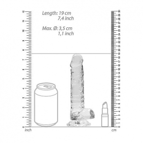 Фаллоимитатор «Realrock Dildo 7», 19 см, прозрачный 4