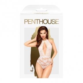 Боди с глубоким декольте и высокими трусиками Penthouse - Toxic Powder, белое 2