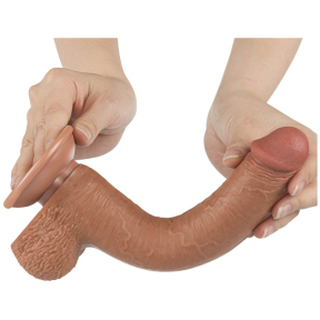 Реалістичний фалоімітатор 9 Sliding Skin Dual Layer Dong Brown, 22 см 0
