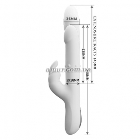Вібратор з ротацією та поштовхами «Pretty Love Reese», білий 3