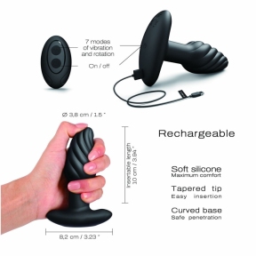 Анальна пробка з вібрацією та перловим масажем Dorcel Spin Plug, макс. діам. 3,8 см, пульт ДК 2
