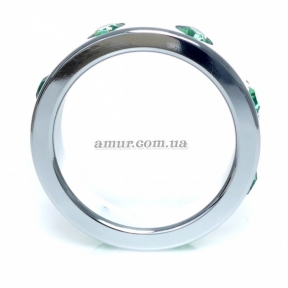 Металлическое, эрекционное кольцо «Green Diamonds», со стразами 0