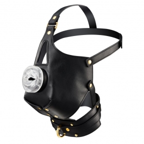 Маска-збруя для орального сексу з повідцем LOCKINK SEVANDA Blowjob Head Muzzle with Leash 0