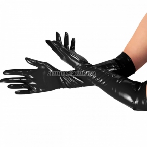 Глянцеві вінілові рукавички Art of Sex - Lora, чорні 0
