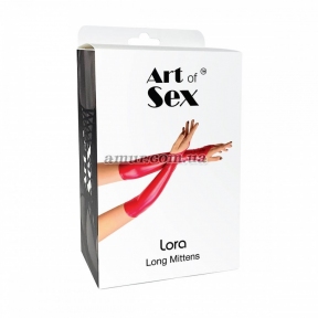 Вінілові миттинки Art of Sex - Lora довгі, червоні 1