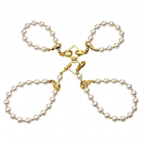 Перлинний нашийник з повідцем і наручниками LOCKINK Pearl Bondage & Restraint Set 2