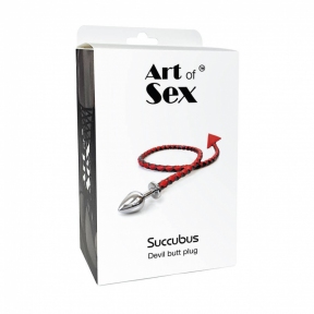 Металева анальна пробка, з диявольським хвостиком Art of Sex - Succubus, L, екошкіра, чорна 4