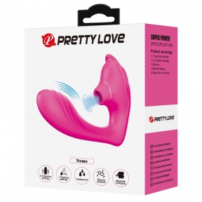 Вакуумний стимулятор з вібрацією «Pretty Love Nemo», 10 вібрацій, 7 пульсацій 8