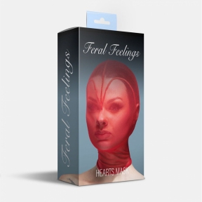 Маска серце сітка із повністю закритим обличчям Feral Feelings - Hearts Mask, червона 0