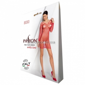 Бодистокинг-платье с глубоким воротом Passion BS093, красное 1
