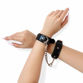 Набор BDSM Art of Sex - Emoji, наручники и поножи, экокожа, черный 4