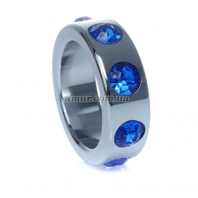 Эрекционное кольцо «Ring-Metal with Dark Blue Diamonds Small» 2