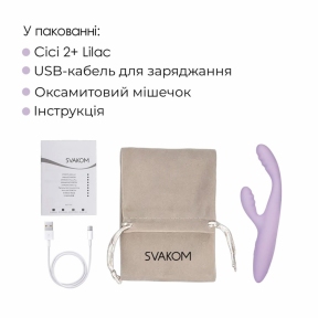 Тонкий кролик-вибратор Svakom Cici+ 2 Lilac, управление со смартфона, подогрев до 38 °C 9