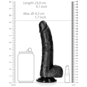 Реалистичный фаллоимитатор RealRock Curved Dildo с мошонкой и присоской, 20,5 см, черный 3