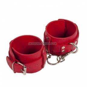 Наручники «Leather Dominant Hand Cuffs» красные 1