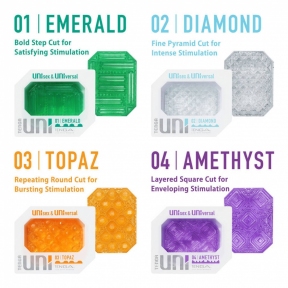 Унисекс-стимулятор Tenga Uni Diamond, белый, с зубчатым рельефом, лубрикант в комплекте 4