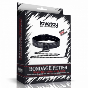 Нашийник з повідцем на ланцюгу «Bondage Fetish Black Matt Collar With Leash» 3