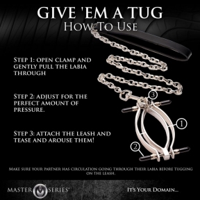 Затискач для статевих губ Master Series: Pussy Tugger Adjustable Vagina Clamp with Chain 5
