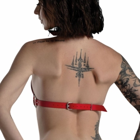 Лиф Сердце из натуральной кожи Feral Feelings - Hearts Bra, красный 2