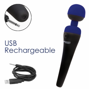 Вібромасажер PalmPower Recharge, синій, перезаряджається, гнучка головка, тревел-замок 4
