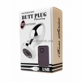 Анальна пробка «Rechargeable Butt Plug», 10 режимов вибрации, пульт ДУ 5