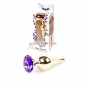 Анальна пробка «Jawellery Gold» із фіолетовим кристалом 8